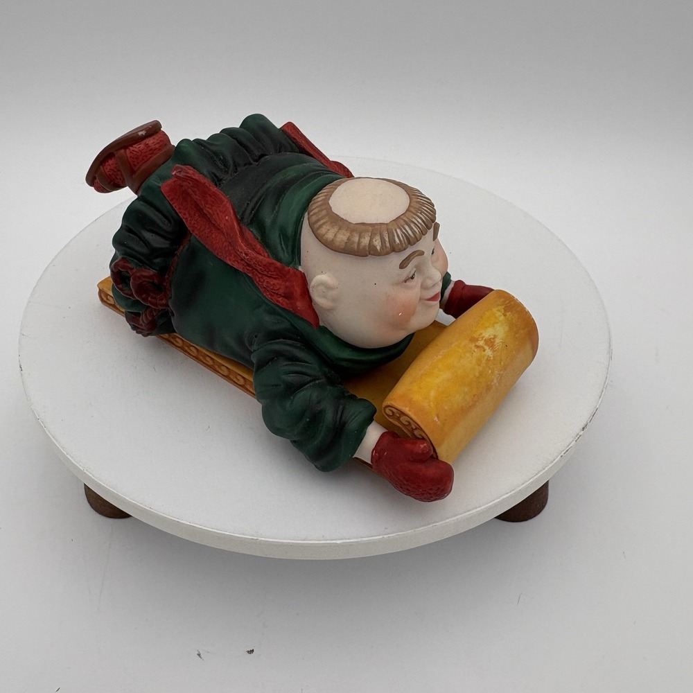 Dept 56 Merry Makers Thaddeus the Tobogganist Porcelain Monk Friar VTG